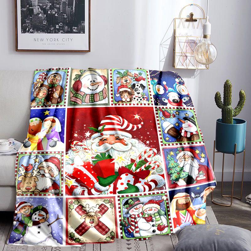 Santa Snowman Friendship Blanket Lightweight Flannel Bedding Blanket Perfect for Travel, Camping, Living Rooms, Offices, Sofas, Fan Christmas gift