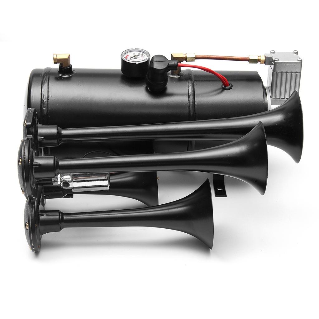 DC 12V 150DB 4 комплект звукового сигнала для трубы 12V 150PSI супер громкий с воздушным компрессором для автомобиля, грузовика, внедорожника, лодки, поезда, звуковой сигнал