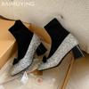 Женские ботильоны Bow Bling с толстыми ботильонами, модные дизайнерские туфли на среднем каблуке, новый бренд 2025 года, трендовые зимние туфли-лодочки Goth Botas De Mujer