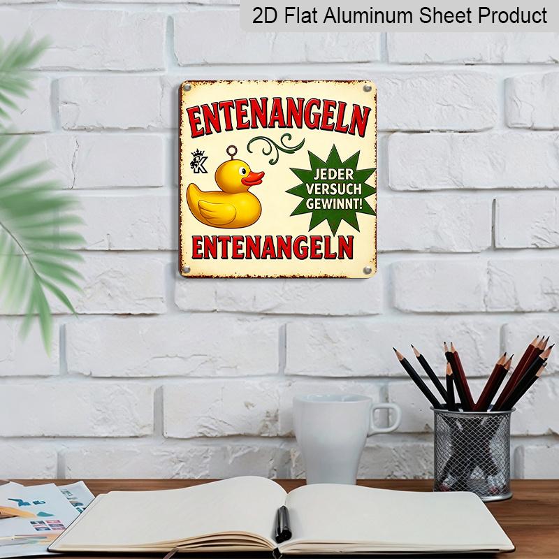 2D Flat - 1pc, Retro Metal Sign, Decorative Plaque and Ornament, Theme of A Little Yellow Duck in An Amusement Park, Nostalgic Fun Style, Decoration