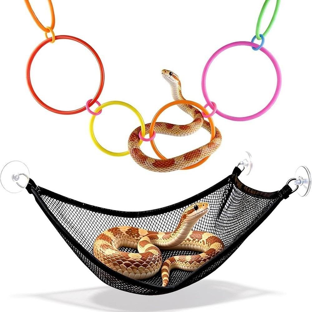 Stability Rings Swing Perch with Rope Snake Enrichment Toys Terrarium Decor Reptile Hammock Snakes