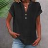 Summer Women Shirt With Stand Collar Short Sleeve Cotton Blended Fabric For Casual Wear
