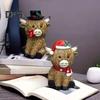 Christmas Cow Figurine Resin Highland Cow Ornament Festive Tabletop Farmhouse Cow Statue for Table Mantel Decor