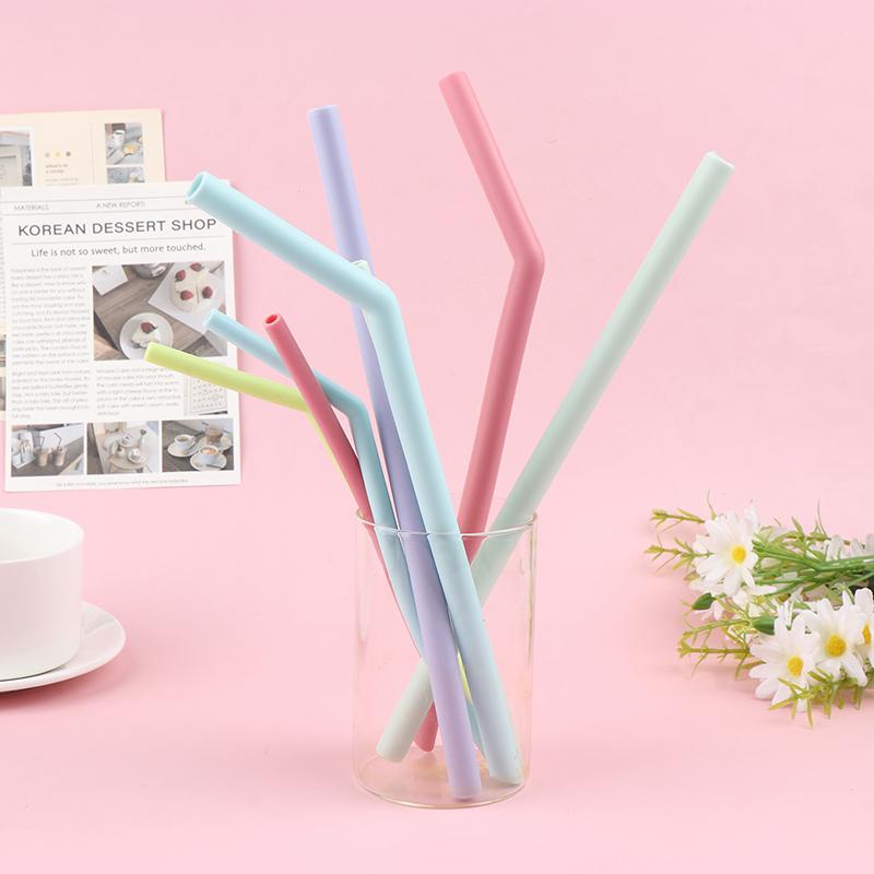 6Pcs Reusable Food Grade Silicone Straws Straight Bent Multicolor Drinking Straw For Children'S Party Bar Accessories
