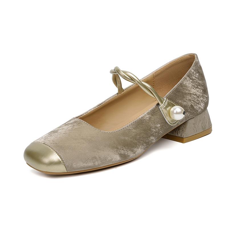 Туфли Мэри Джейн с квадратным носком и толстым каблуком, одинарные туфли, комбинированные одинарные туфли, знаменитость женского пола с ципао