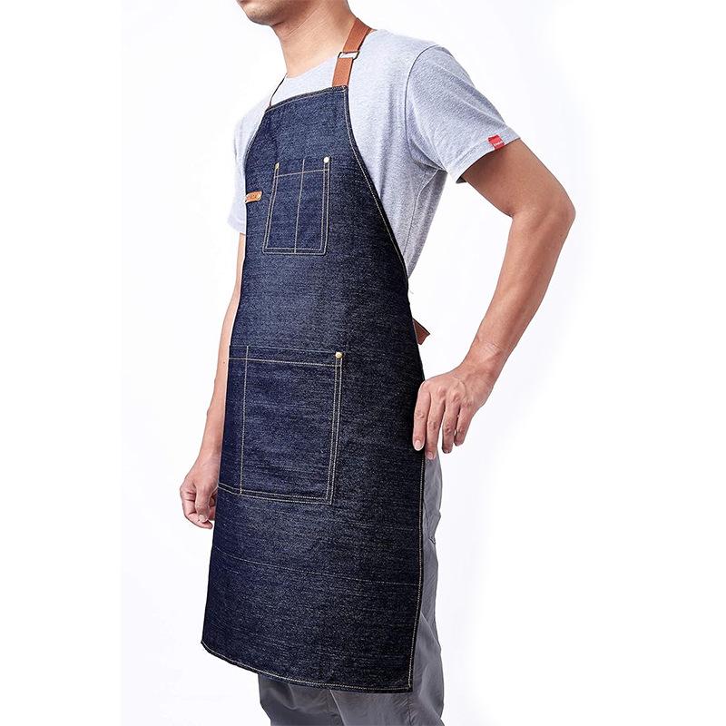 Custom Logo Denim Apron for Restaurants, Cafes, & Milk Tea Shops