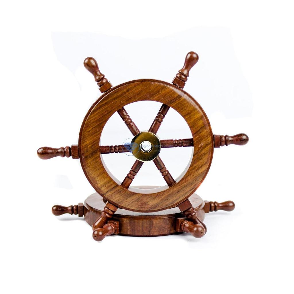 Hand Crafted Premium Nautical Wooden Ship Wheel | Exclusive Pirate's Wall Decor | Ocean & Beach Maritime Nursery Decorative