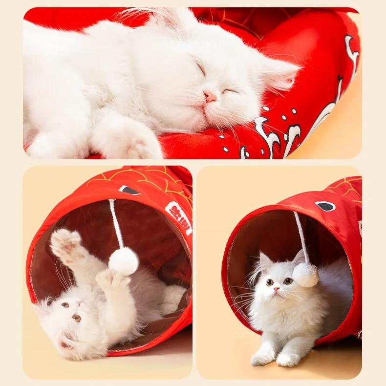 New Cat Tunnel, Ground Rolling, Chinchilla Toy, Koi Cat Scratch Board, Folding Channel, Semi Enclosed Cat Nest