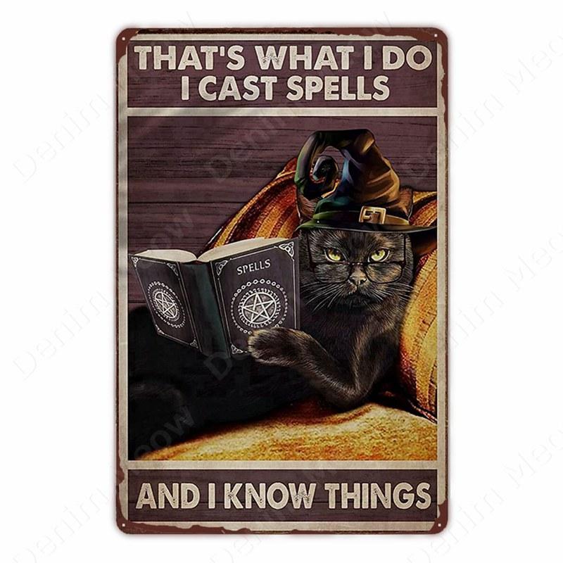 Черная кошка Винтажные жестяные таблички, забавный постер из металла, настенный декор, дом, бар, паб, кафе, ферма, ванная комната, я ненавижу всех