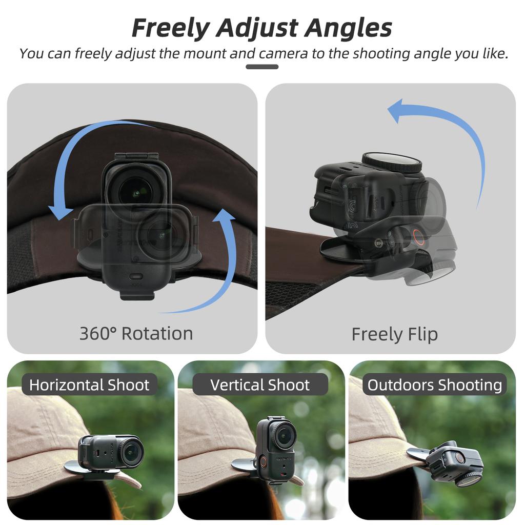 SUNNYLIFE ON-J064 For DJI Osmo Nano Hat Clip Mount 360-Degree Rotatable Camera Adapter Holder