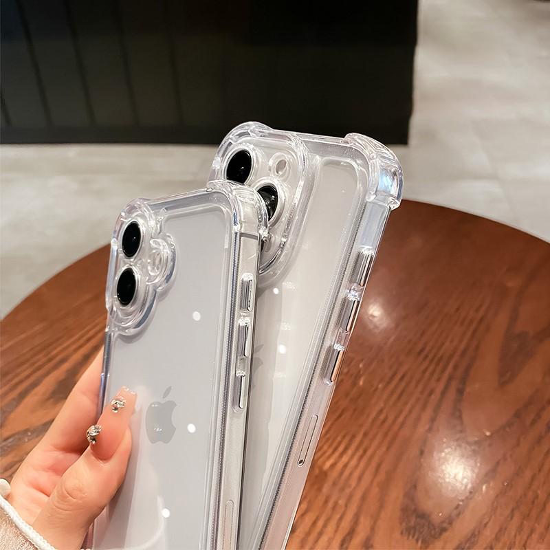 Роскошный Противоударный Прозрачный Чехол для Телефона для iPhone 11 12 13 14 15 16 Pro X XR XS Max Plus Силиконовый Бампер Прозрачная Жесткая Задняя Крышка