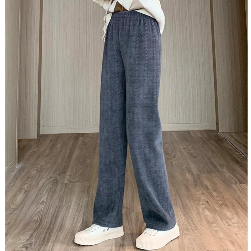 High-waisted Draped Wide-leg Trendy Velvet Pants Autumn Winter Slimming Versatile Casual Trousers for Women