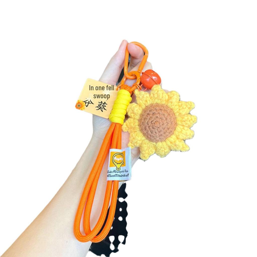 Exquisite Hand-Woven Wool Crochet Persimmon Peanut Keychain Pendant