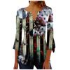 Рубашки на пуговицах для женщин, туника с принтом, летние топы, нарядные повседневные весенние блузки с рукавом 3/4 и v-образным вырезом