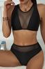 Women's Fashion New Underwear Sets Women's Black Tulle Detailed High Waist Bra Set