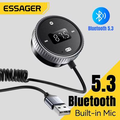 Автомобильный Bluetooth 5.3 FM-трансмиттер Встроенный микрофон Громкая связь Светодиодный дисплей 3.5 мм AUX-адаптер MP3-музыкальный плеер Со слотом для TF-карты
