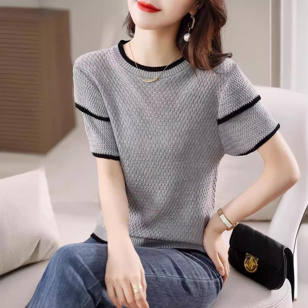 Трикотажные футболки женские с коротким рукавом весенние и летние топы