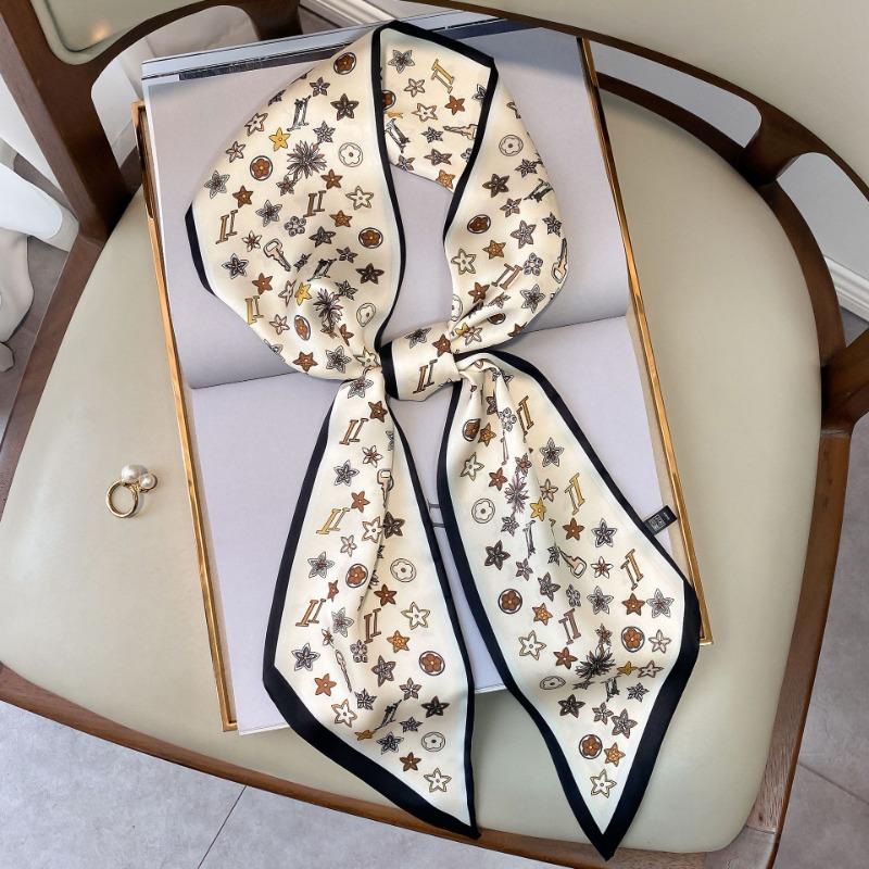 Новый европейский и американский ретро-шелковый шарф с цепочкой для женщин, повязка на голову, шарф на ключицу, длинный шарф-лента, завязывающаяся сумка