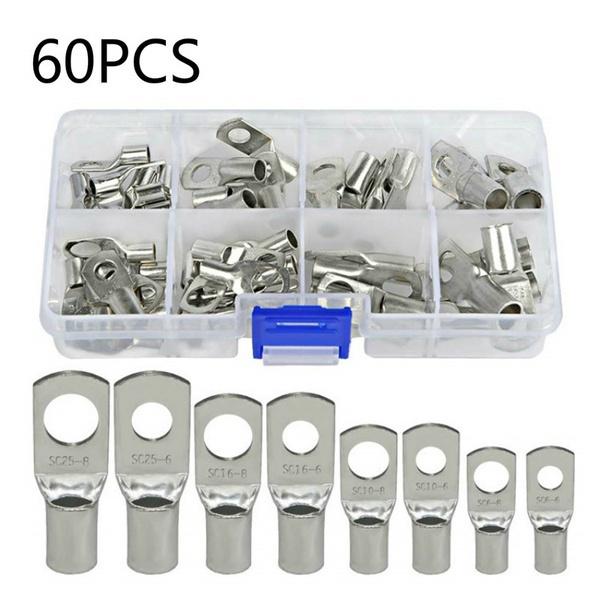 Набор инструментов для обжима проводов для тяжелых условий эксплуатации, клеммы аккумулятора, комплект медных разъемов AWG 8-1/0, 60 предметов