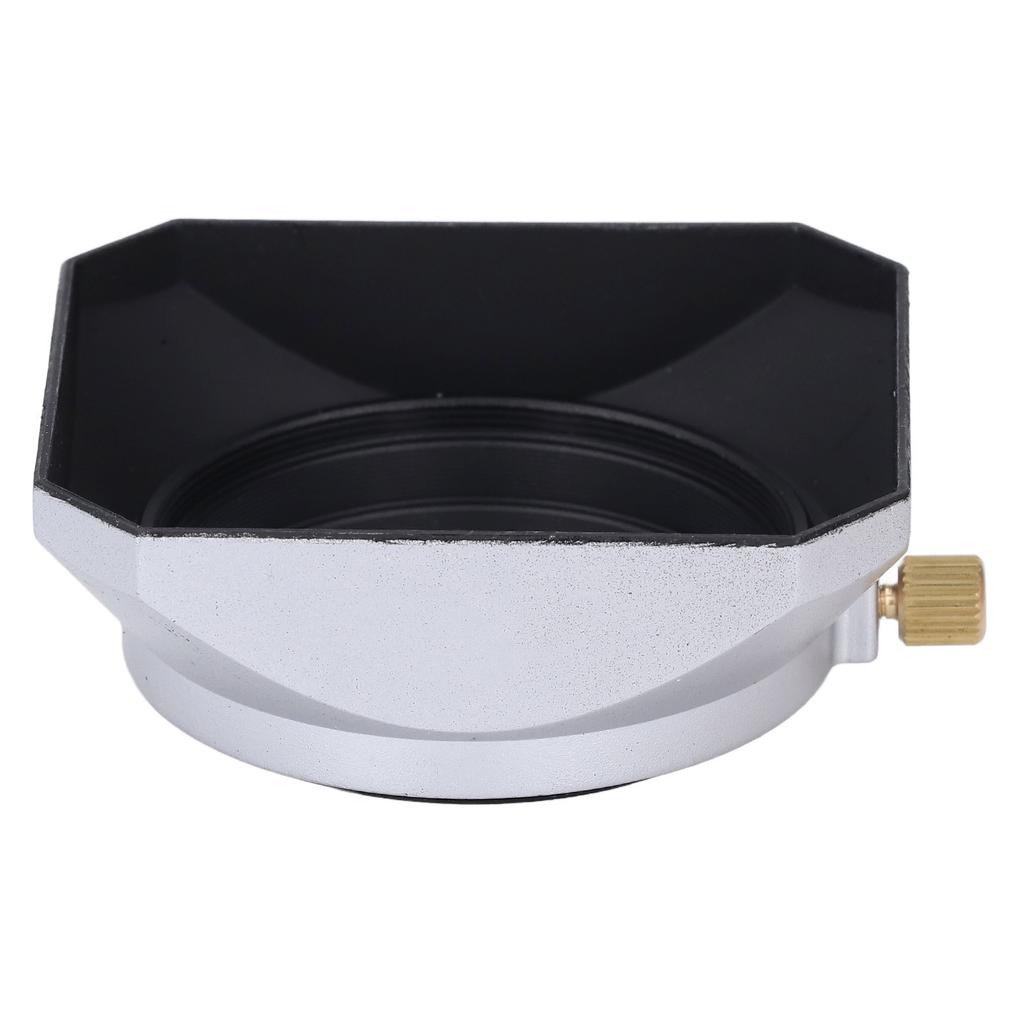 Lens Hood Square Retro 46mm Lens Hood Shade for Digital Camera Mirrorless Camera Silver