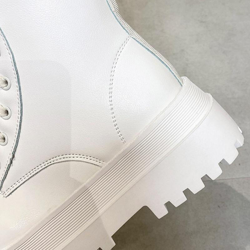 Рыцарские женские ботинки, осенние ботинки martin на толстой подошве на платформе, тонкие мотоциклетные ботинки, сапоги до колена с круглым носком