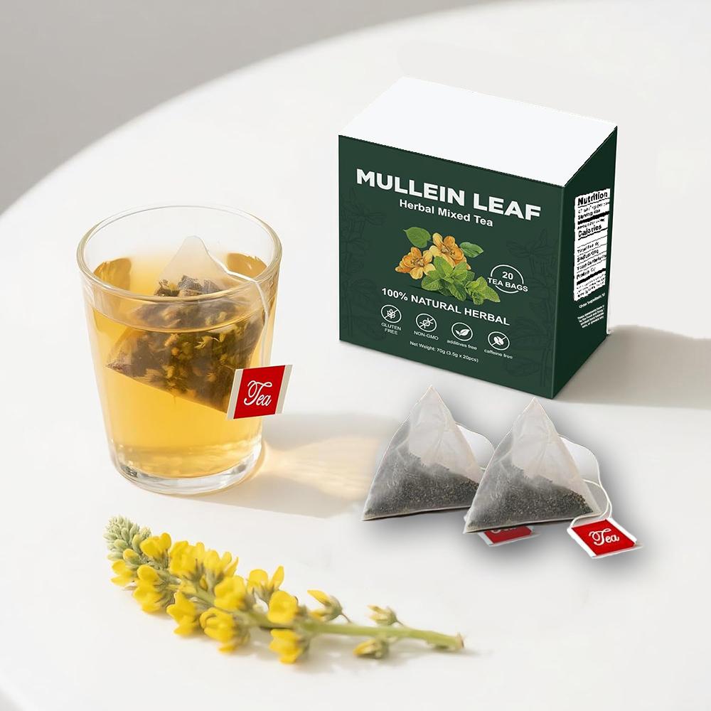 Mullein Tea Bags for Lung Cleanse, Respiratory Support and Mucous Membranes, Herbal Tea Caffeine Free, Non-GMO, 20 Tea Bags