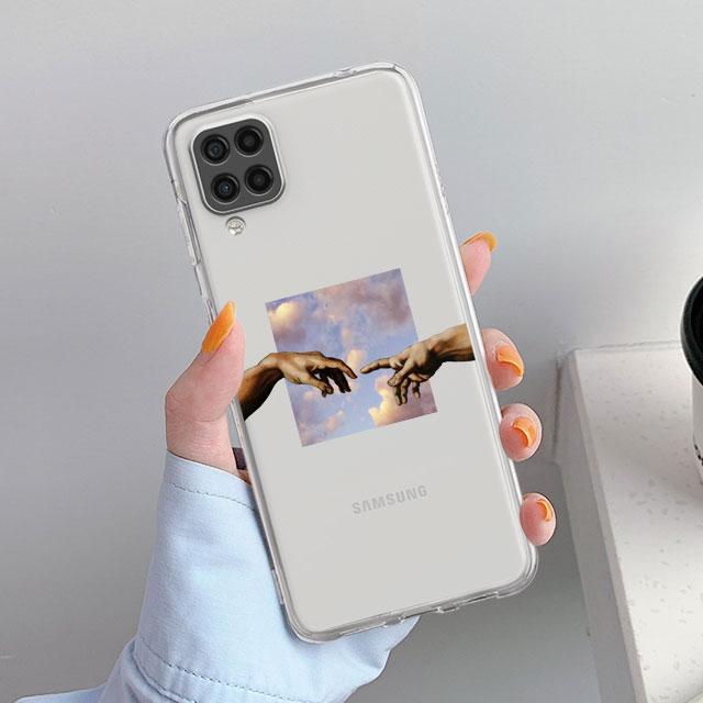 Прозрачный чехол с цветами и сердечком для Samsung Galaxy A52 A12 A51 A32 A21s A71 A32 A22 50 A70 A31 A72 5G