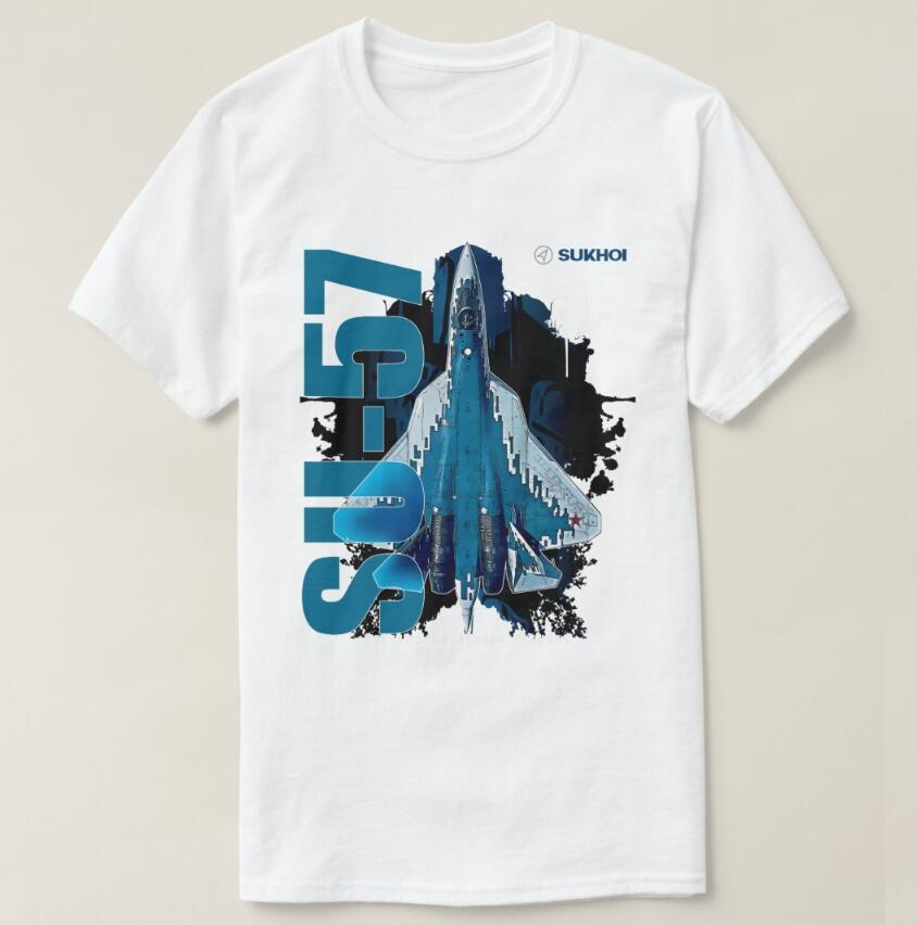 Su-57 Stealth Multirole Fighter Aircraft T-Shirt Short Sleeve Casual Cotton O-Neck T Shirts