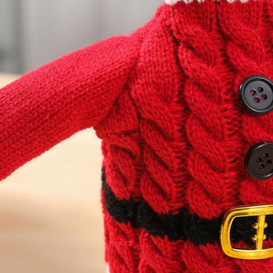 Рождественский чехол для бутылки вина, вязаный рождественский свитер для бутылки с шапкой Санты для бутылок вина, шампанского, пива, праздничное украшение для вечеринки