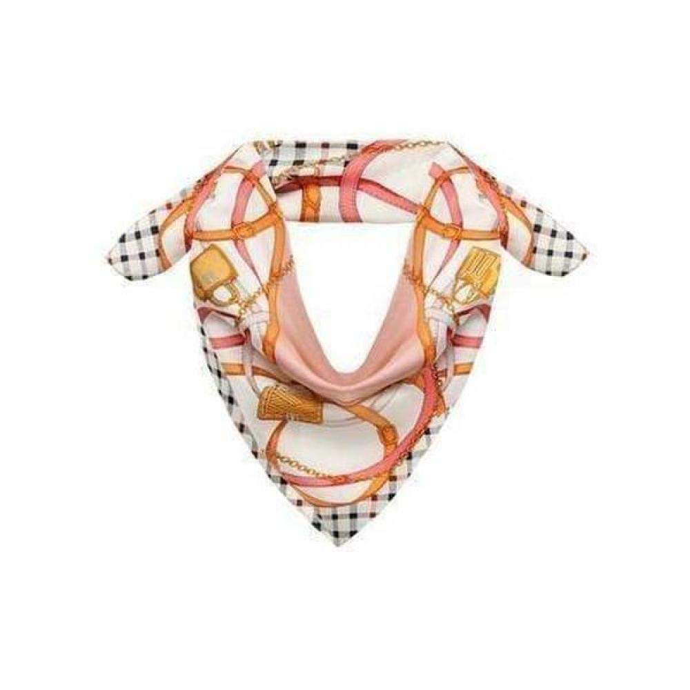 Daks Pink Chain Pattern Square Silk Scarf Dcsc6e142p2