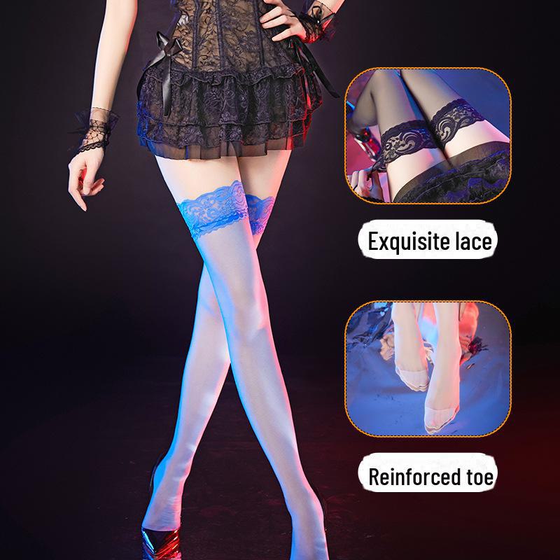 Silk Silicone Non-Slip Over-the-Knee Stockings with Lace - Ultra-Thin and Sexy for Women, Perfect for Autumn