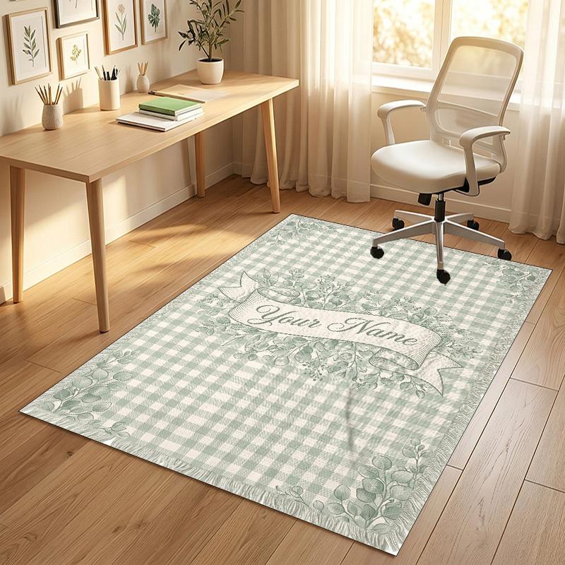 Gentle Theme Soft Crystal Velvet Rug Custom Name & Text Print Non Slip Floor Rug for Bedroom Living Room