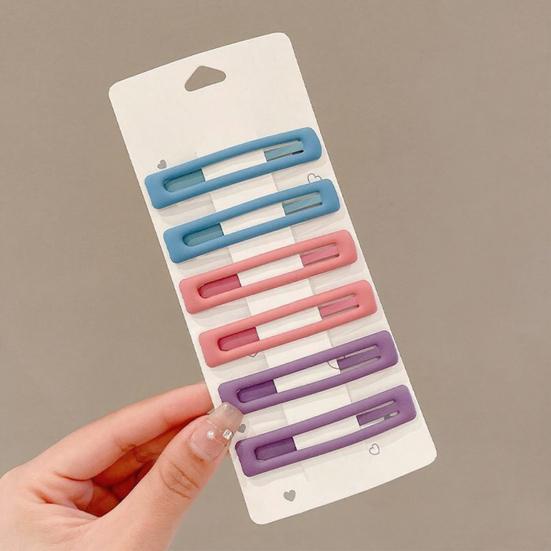 6Pcs Girl Hairpin Matte Color Rectangular Hair Clips Stable Non-Slip BB Clip Face Slimming Versatile Hair Styling