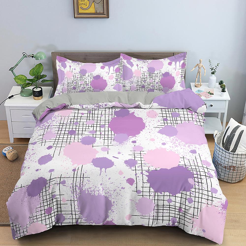 Art Pattern Bedding Set Watercolour Design Colourful Comforter Cover With Pillowcase King Queen Size For Kids Teens Bedding Set