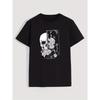 T-Shirt for Men Skull & Flowers Print T-shirt Short Sleeve Tee Casual Sports Clothing for Males Fashion Plus Size Men's Clothing