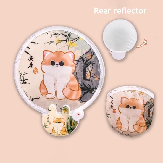 Складной круглый веер с рисунком из мультфильма и отражателем для фотографий, портативный, легкий, карманного размера, для путешествий на природе, кемпинга, пикника, лета, ручной вентилятор