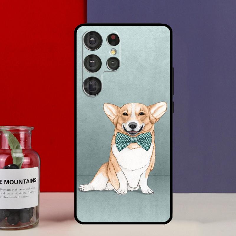 Чехол-фунда с корги и бабл-ти для Samsung Galaxy S25 Ultra S9 S10 S20 S21 S22 Plus S23 FE S24 Ultra