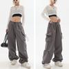 Весенние повседневные женские брюки-карго с эластичной резинкой на талии, модная уличная одежда, шаровары для бега, свободные брюки до щиколотки, свободные брюки для девочек