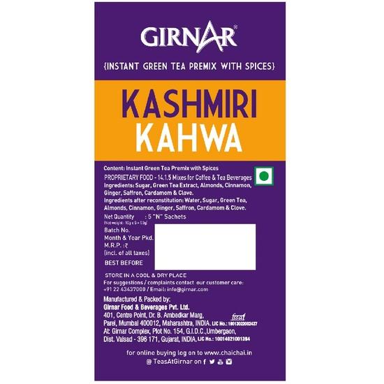 Girnar Instant Premix Кашмирский имбирь, Instant Kahwa (5 пакетиков), 50 грамм