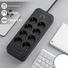 Multi Port Eu Plug Ac Outlet 3/6/8 Eu Holes 4Usb Type C Ports Smart Surge Protection Electrical Socket Phone Charging Adapter