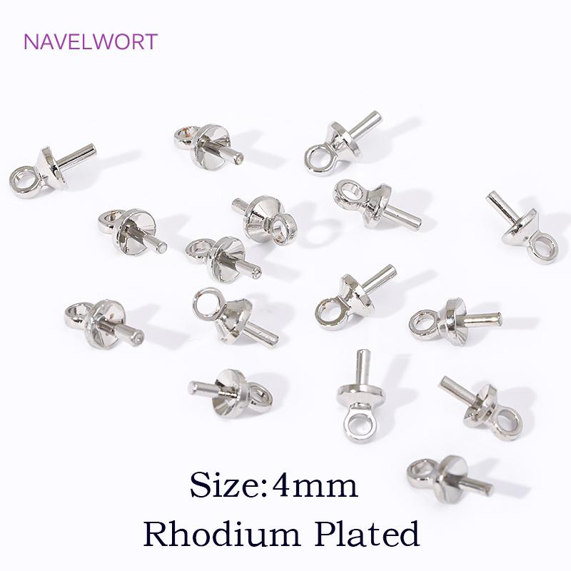 18K Gold Plated Brass Eye Pins Bail Top Drilled,Pearl Pendant Mounting Bails Connectors For DIY Jewelry Making Accessories