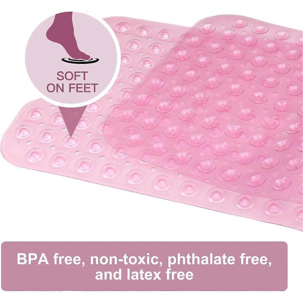 40 x 16" Extra-Large Non-Slip Shower Mat, Light Pink