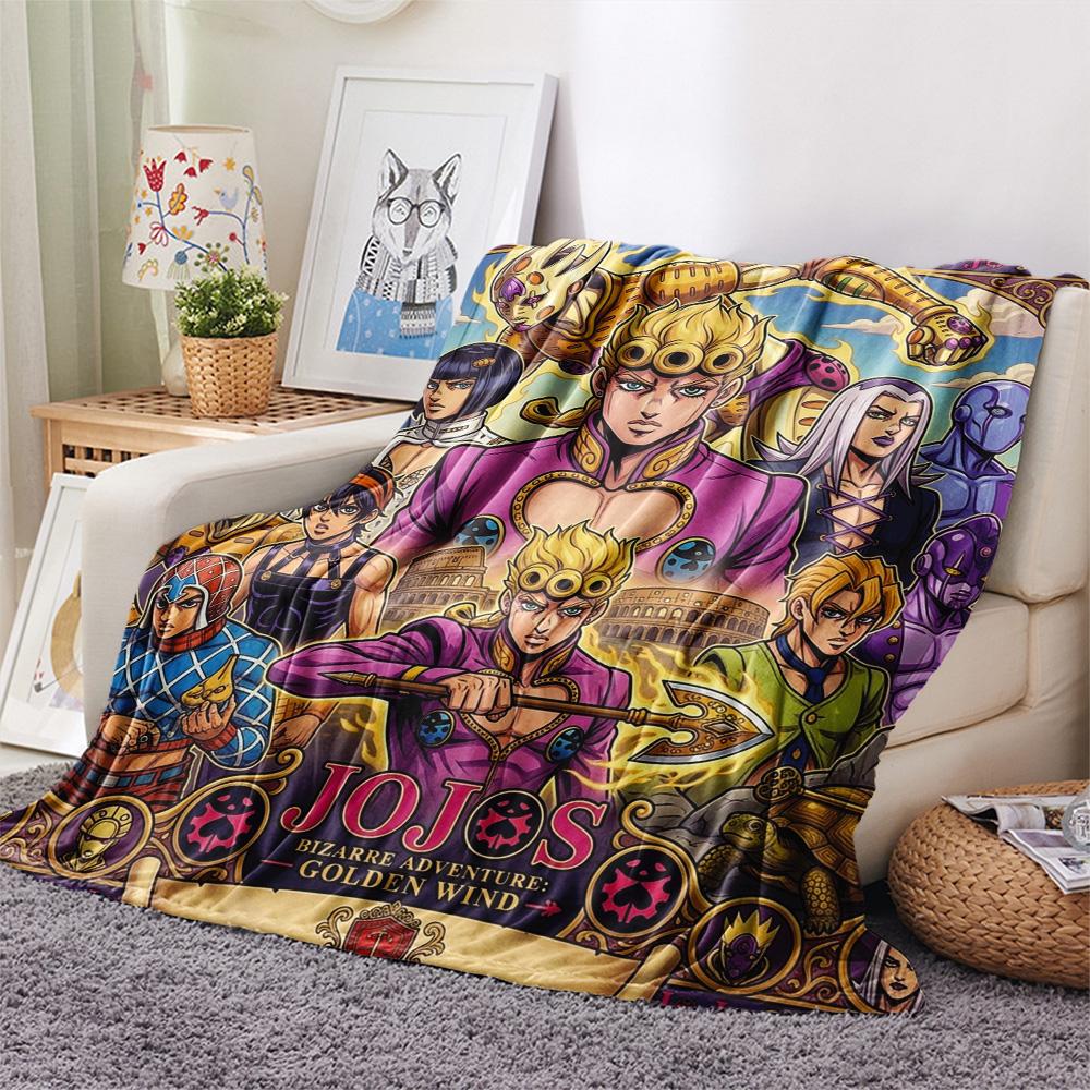 1PC Jojos Bizarre Adventure Patterned Flannel Blanket Suitable For All Seasons For Home Decor Warmth And Comfort Gifts Holiday Present
