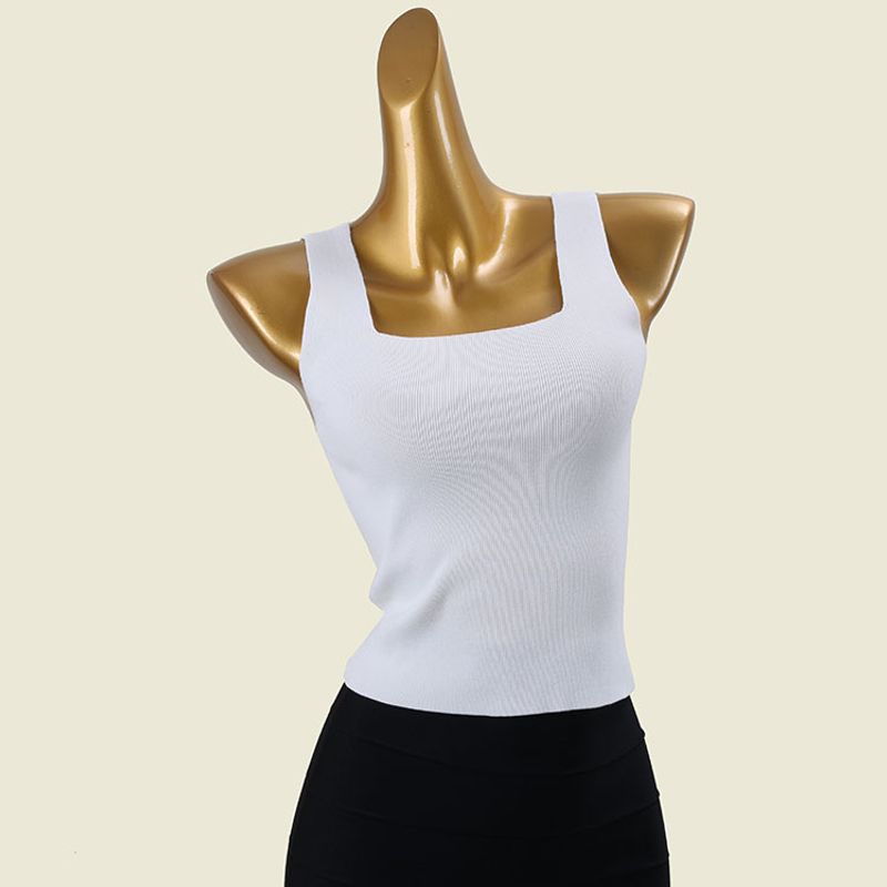 D Australian Brand Fashion Square Collar Slimming Vest Camisole Sexy Inner Wear Pure Color Knitted Underwear Top