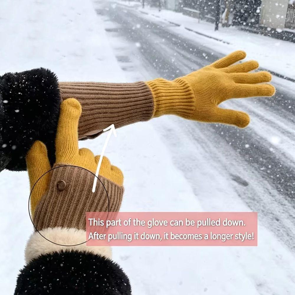 Dual-purpose Long Gloves Open-Finger Winter Women Gloves Breathable Full Finger Mittens Gift