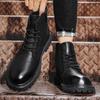 Модные осенние и зимние мужские ботинки Классические модные универсальные стильные для отдыха на открытом воздухе деловые туфли из натуральной кожи черного цвета для офиса