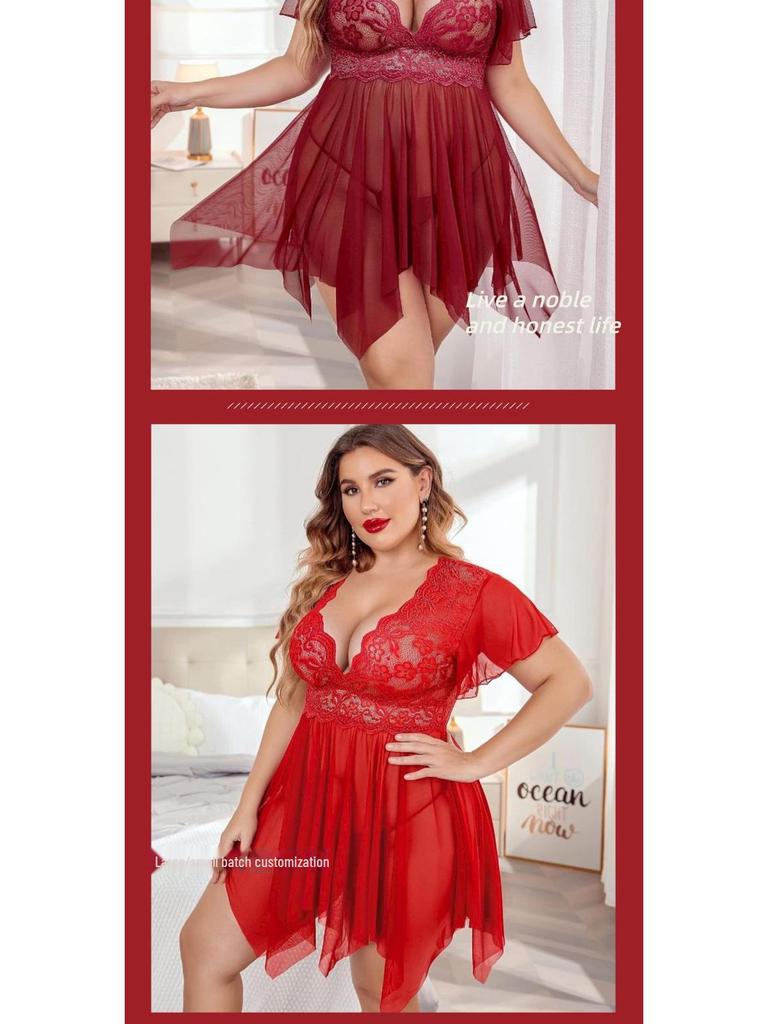 Вечернее платье и ночная рубашка больших размеров с глубоким V-образным вырезом и цветочным кружевом