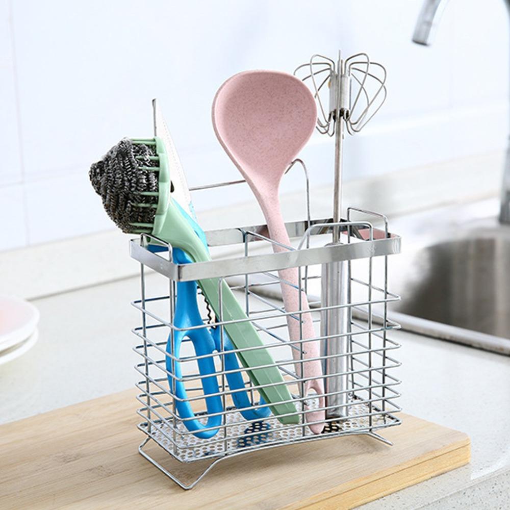 Wall Mounted Tableware Draining Rack Stainless Steel Cutlery Holder Chopsticks Holder Kitchen