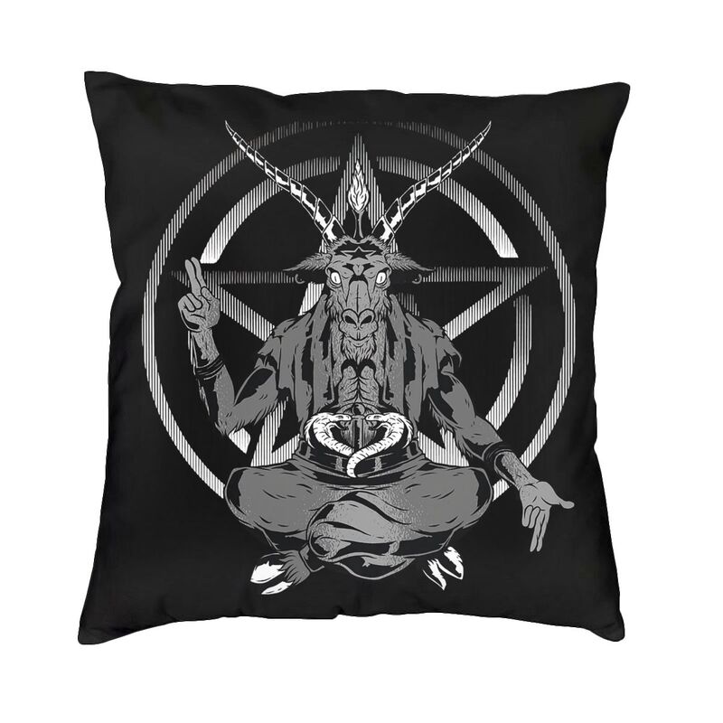 Роскошный чехол для подушки с изображением дьявола, сатаны, головы козла, 45x45 см, пентаграмма Бафомета, оккультная магия, наволочка, чехол для дивана, украшение наволочки