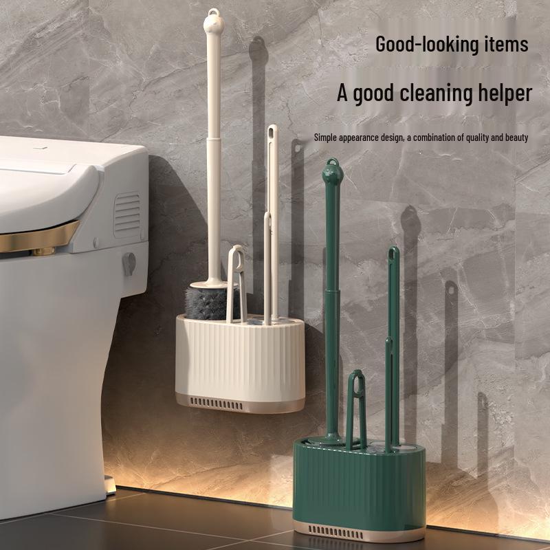 Набор из четырех предметов: туалетная щетка для ванной комнаты с подставкой - многофункциональная, очистка без мертвых зон.